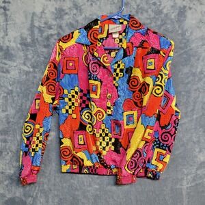 Matches California Vintage 80s 90s Abstract Art to Wear‎ Blouse Size 14